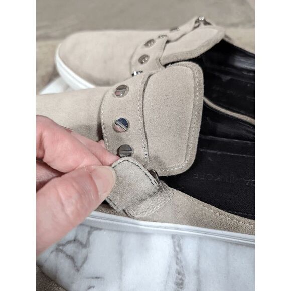 REBECCA Minkoff Sonia Taupe Tan Suede Mule Sneakers Size 9 Slip On Slides Studs - Picture 7 of 14